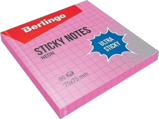 Berlingo Selvklebende Blokker 75X75 Rosa Ruter 80K