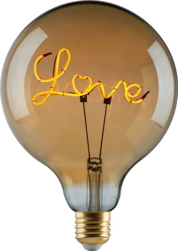 e3light Vintage E27 globepære "Love" ned Ravfarget