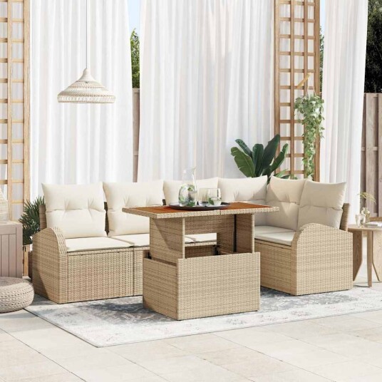 vidaXL Hagesofa Set 6 stk. beige og krem