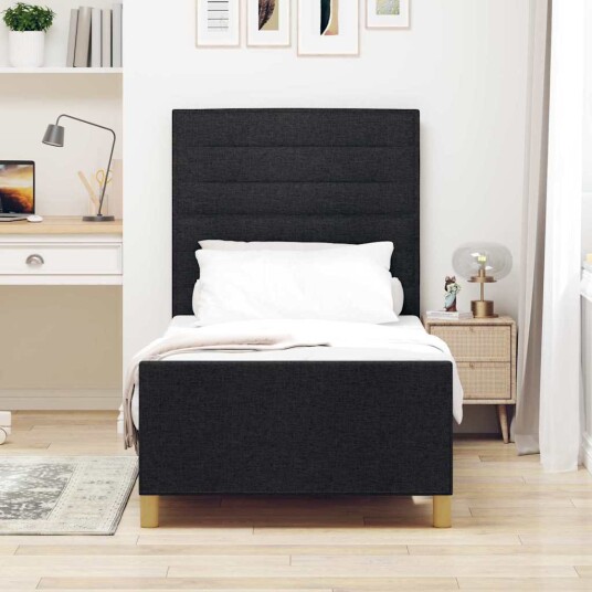  Svart Stoff Sengestamme 80x200 cm