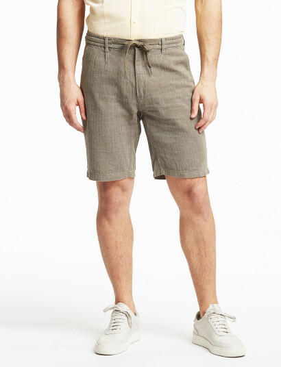 Lindbergh Linen Blend Herringbone Short - Green - M Lindbergh Linen Blend Herringbone Short - Green - M