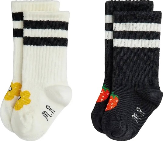 Mini Rodini Strawberry 2 Pack Baby Socks   Multi/patterned   16/19