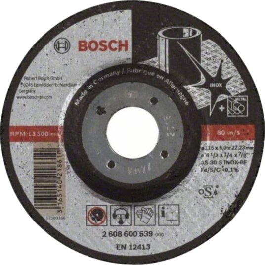 Bosch Slipeskive Bøyd Expert For Inox As 30 S Inox Bf 6 X 115 Mm 2608600539