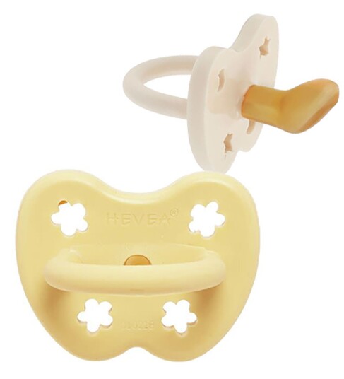 HEVEA Two-Pack Orthodontic Pacifier 3-36 Months - Yellow - 3-36M