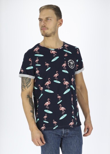 Blount & Pool Tropical Pocket Tee Navy Surfing Flamingo Xs Strandklær