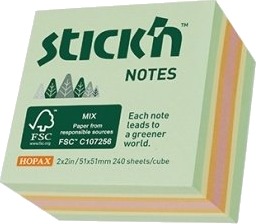 Miljø Notisblok 240 Ark 51X51mm Assorterad Grøn