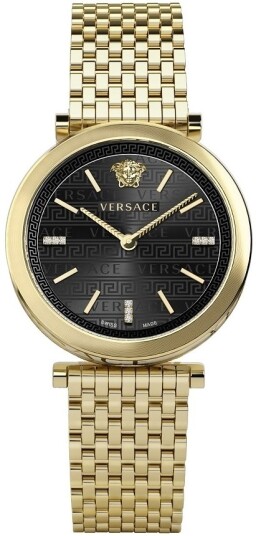 Versace Dameklokke VELS01119 V Twist Diamonds Sort/Gulltonet stål