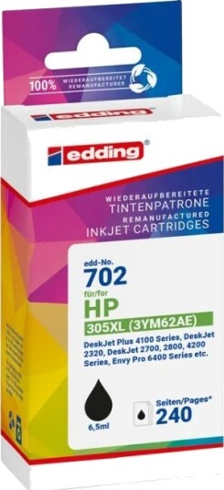 Edding Edd 702 Sort 6,5 Ml 1 Stykker 240 Sider Enkeltpakke Edding Edd 702 Sort 6,5 Ml 1 Stykker 240 Sider Enkeltpakke