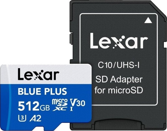 Lexar Minnekort Microsd 512 Gb C10 A2 U3 V30 170 Mb/S Blue Plus