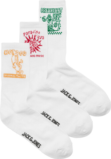 Jack & Jones Jaclogo Food Tennis Socks 3 Pack White ONE SIZE