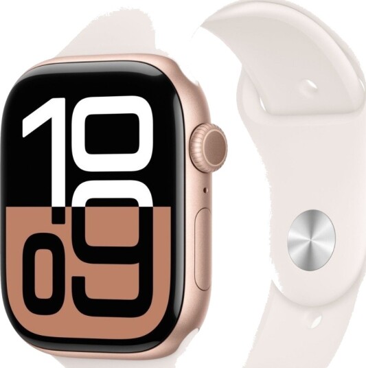 Apple Watch Series 10 GPS + Cellular 46mm Rose Gold Aluminium Case with Light Blush Sport Band M/L