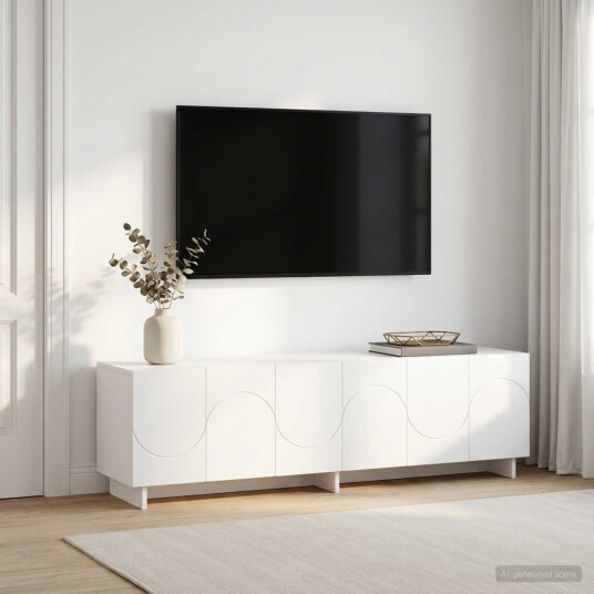 vidaXL TV benk 140 x 34,5 x 40 cm Hvit Konstruert tre