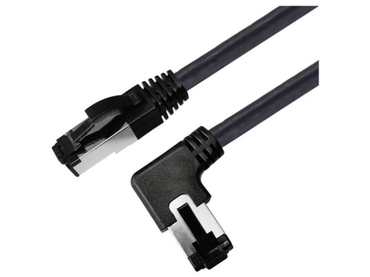 Maxtrack Ti52-3L Rj45 Netværkskabel Patchkabel Cat 8.1 S/Ftp 3 M Sort Vinklet 90 ° Til Venstre Enkelt Skærm 1 Stk