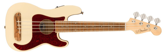 Fender Fullerton Precision Bass Uke Olympic White, Tortoise Pg, Walnut Fb