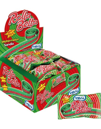 24 stk Vidal Watermelon Rolla Belt / Vingummi med Vannmelonsmak   Hel Eske