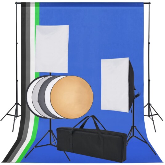 vidaXL Fotostudiosett: 5 fargerike bakgrunner og 2 softbokser vidaXL Fotostudiosett: 5 fargerike bakgrunner og 2 softbokser