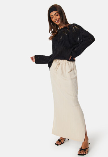 BUBBLEROOM Crochet Knitted Long Sleeve Top Black XS