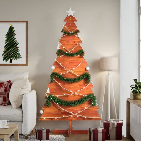 Vidaxl Juletre av tre til pynt voksbrun 180 cm heltre furu Vidaxl Juletre av tre til pynt voksbrun 180 cm heltre furu