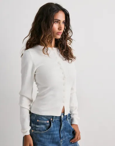 Nelly Hvit Button Knit Cardigan