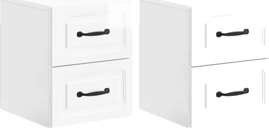 Vegghengt Nattbord 2 pcs Høgglans hvit 34,5 x 33 x 40 cm