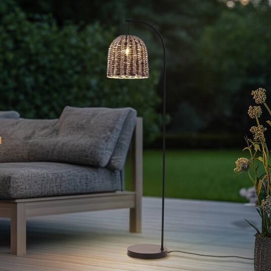 Lindby utendørs gulvlampe Taryn brun plast IP44 172cm