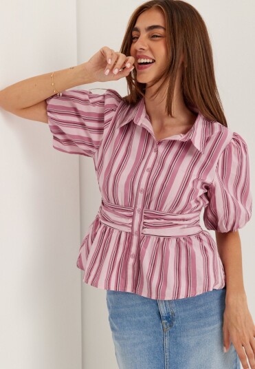 Waist Detail Cotton Blouse