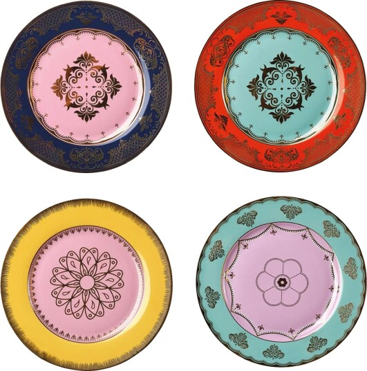 POLSPOTTEN Side Plate Grandpa Set 4   Multi/patterned   Ø19.3X 1.5CM