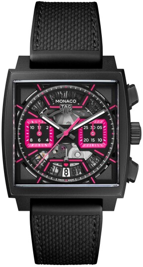 TAG Heuer Herreklokke CBL218B.FT6236 Monaco Chronograph Sort/Tekstil TAG Heuer Herreklokke CBL218B.FT6236 Monaco Chronograph Sort/Tekstil