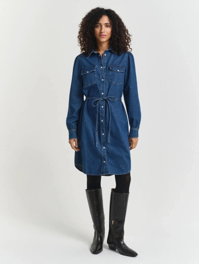 GANT Puff Sleeve Denim Dress - Blue - 44 GANT Puff Sleeve Denim Dress - Blue - 44