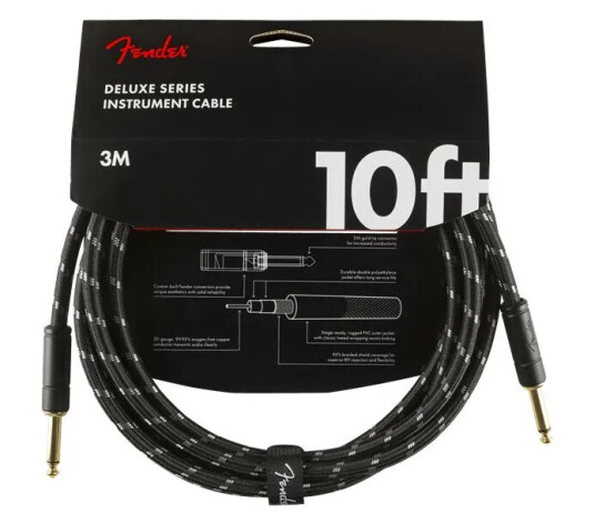 Fender Deluxe Series Instrument Cable Straight/straight 3m / 10' Svart Tweed Fender Deluxe Series Instrument Cable Straight/straight 3m / 10' Svart Tweed