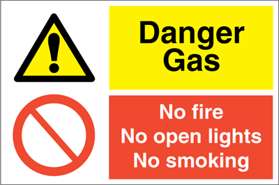 Jo Safety Danger gas Self Adhesive Vinyl R NR 200 x 300 mm IMO 120025VNR