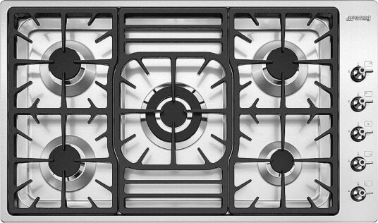 Smeg Classic 90 cm Gassplatetopp med Wokbrenner, Svart Smeg Classic 90 cm Gassplatetopp med Wokbrenner, Svart