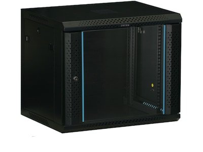 Toten 19" veggkabinett, 12U, 600x450, glassdør, sort
