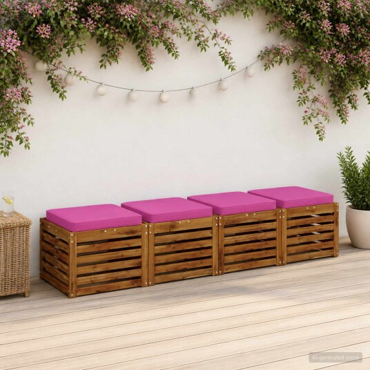 vidaXL 4 Delt Seteputer VUGHT 4 pcs 100% Polyester Rosa 40 x 40 x 5 cm