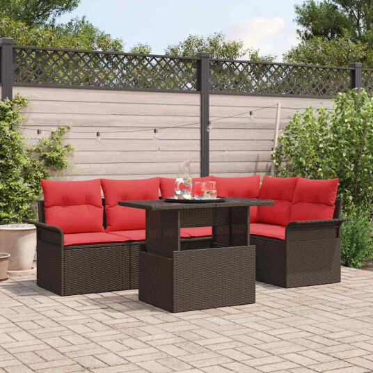 vidaXL Hagesofa Set 6 stk. Brun Poly rattan