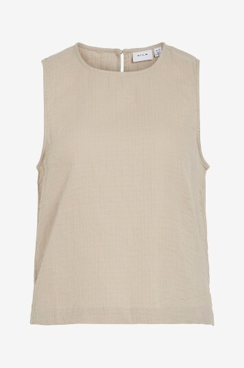 Vila Topp viLania O neck S/LShort Top Grå