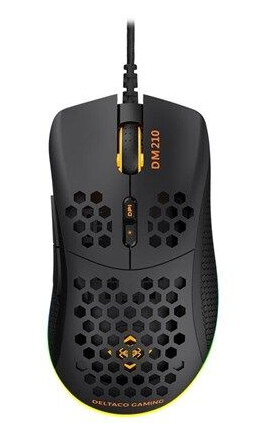 Deltaco GAMING DM210 Optisk Gamingmus med RGB - Kablet, 6400 dpi, Svart