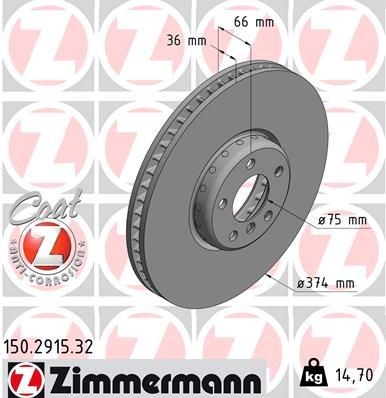 Bremseskive ZIMMERMANN 150.2915.32