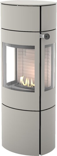 Caro 130 nikkel frittstående biopeis med sideglass og ståldør Caro 130 nikkel frittstående biopeis med sideglass og ståldør