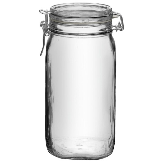 Bormioli Rocco Glass med hengslet lokk Fido Herm; 165.5cl, 13.1x22 cm (ØxH); Transparent; 12 Stykk / Forpakning