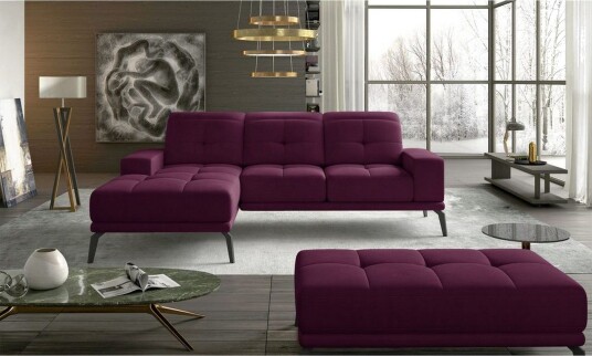 Hjørnesofa Eltap Torrense 265x175x98 cm Mat Velvet 68 Lilla Venstre