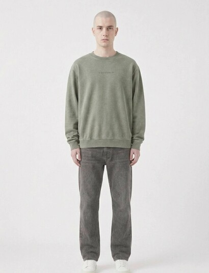 A QUESTION OF Ollie Crewneck Acid Wash   Khaki green   L