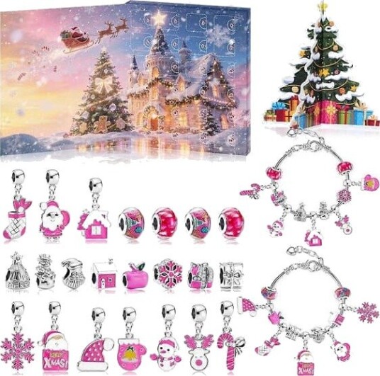 Julekalenderarmbånd 2026 for barn og jenter 24 dager Julekalender DIY sjarmarmbåndssett