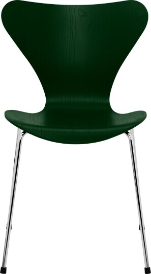 Fritz Hansen - Sjuan 3107 Evergreen Färgad Ask/chrome Spisestoler Arne Jacobsen Grønn Metall/tre