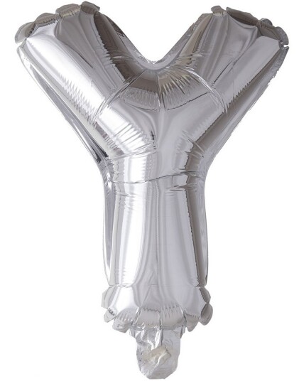 Bokstaven Y   Sølvfarget JUMBO Folieballong 102 cm