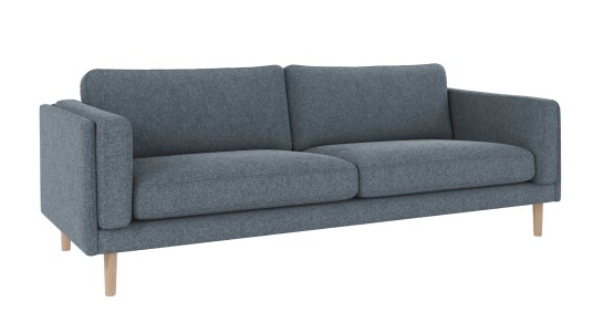 Rowico Home Braden 3 seters sofa Middels blått Bobby 15 Hvitpigmentert eikben
