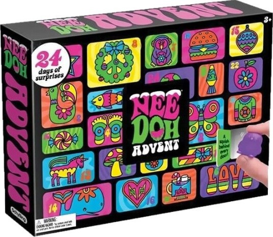 2026 Nee Doh Squishmas Julekalender Jul 24 Dager Nedtelling NeeDoh Squishy Klemmeleker Juleoverraskelse Blindboks Gave