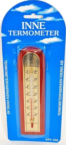 Viking Innendørstermometer mahogny med messingplate Viking Innendørstermometer mahogny med messingplate