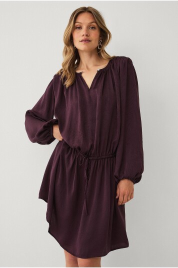 Ellos Collection Kjole med rynkedetaljer Brun
