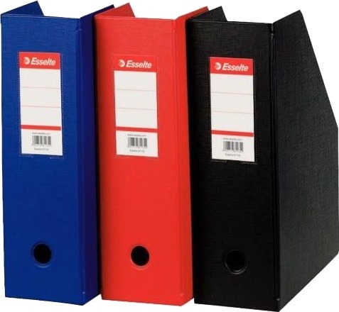 Esselte Stående Oppbevaringsmappe Standard A4 Papp Sort 100 Mm 56077 Med Pvc Folie Og Plastlomme